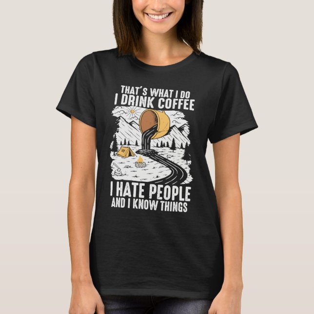 Coffee  People Graphic Cool Sayings Plus Size T-Shirt (Front)