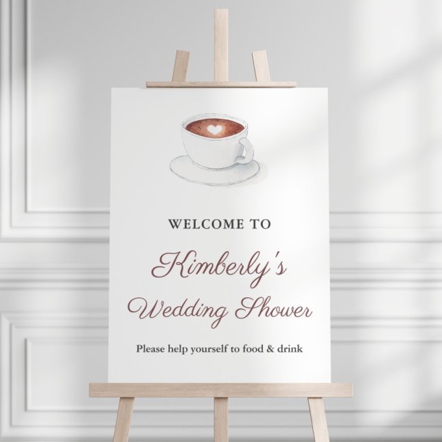 Coffee Perfect Blend Wedding Shower Welcome Sign (Coffee Cup Love Is Brewing Bridal Shower Party Welcome Sign)