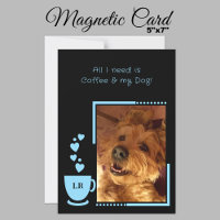Coffee pets photo black blue magnetic card