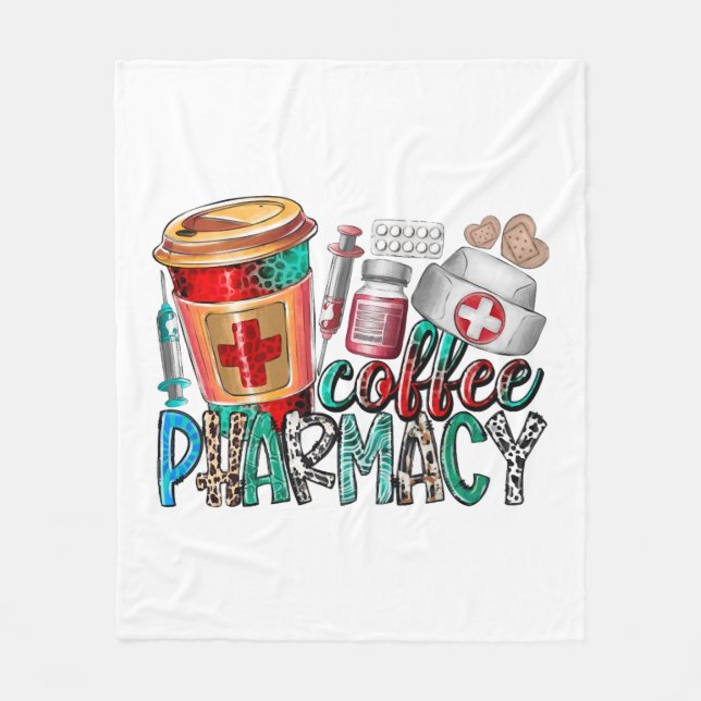 Coffee pharmacy fleece blanket (Front)