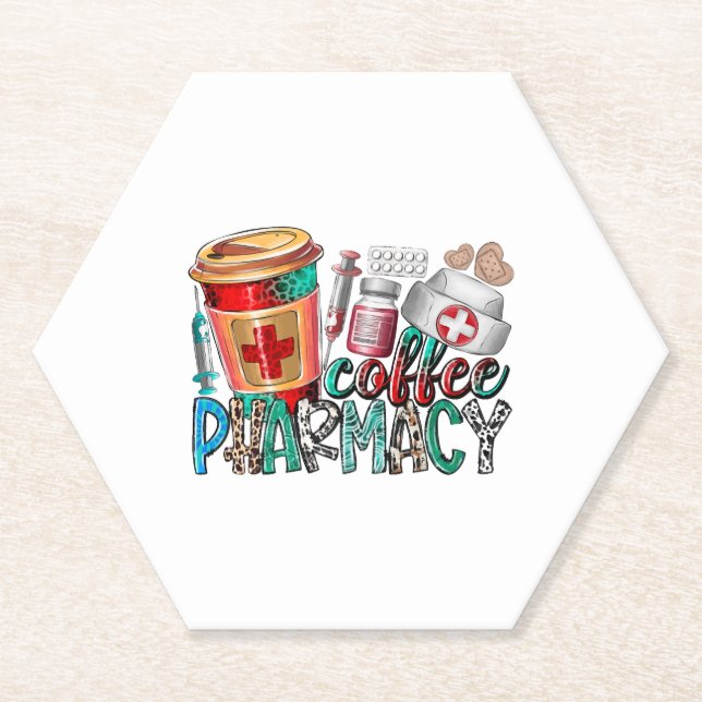 Coffee pharmacy paper coaster (Front)