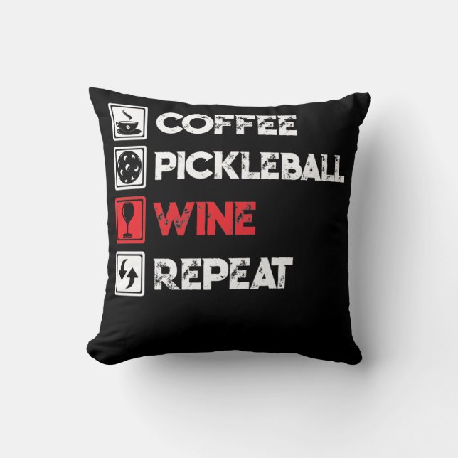 Coffee Pickleball Wine Repeat Cushion (Front)