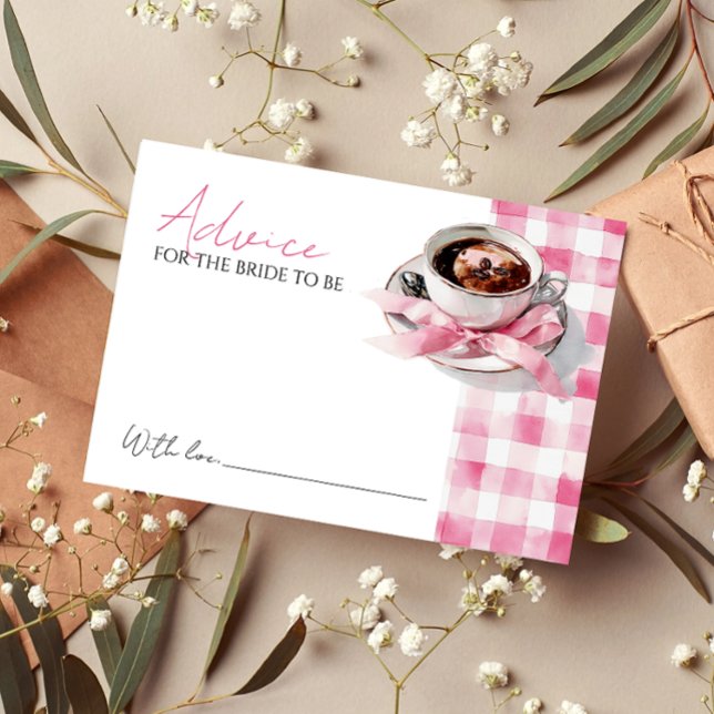 Coffee Pink Bow Bridal Shower Advice Card (Creator Uploaded)