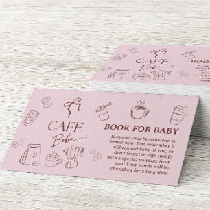 Coffee Pink Bow Cafe Bebe Book For Baby Shower Enclosure Card