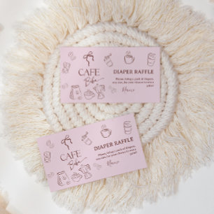 Coffee Pink Bow Cafe Bebe Girl Baby Shower Diaper Enclosure Card
