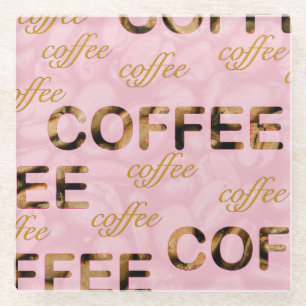 Coffee pink gold glass coaster