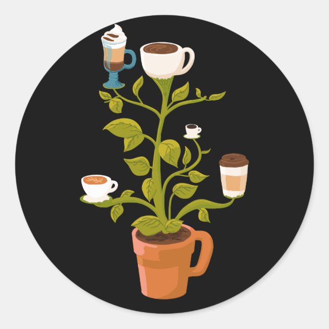 Coffee Plant Classic Round Sticker (Front)