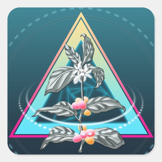coffee plant cosmico square sticker (Front)