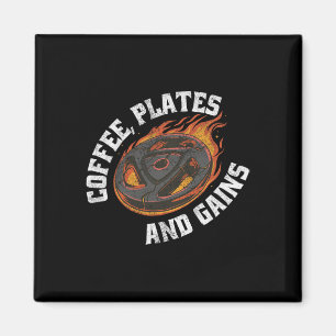 Coffee Plates Gains Gym Outfit Weightlifting Worko Magnet