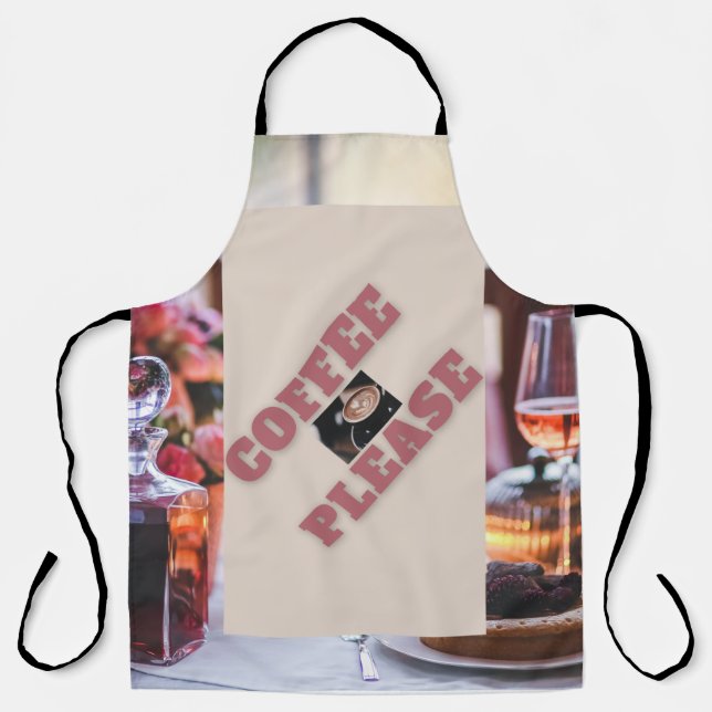 “Coffee-Please”  designer  Unisex Cooking waist  Apron (Front)