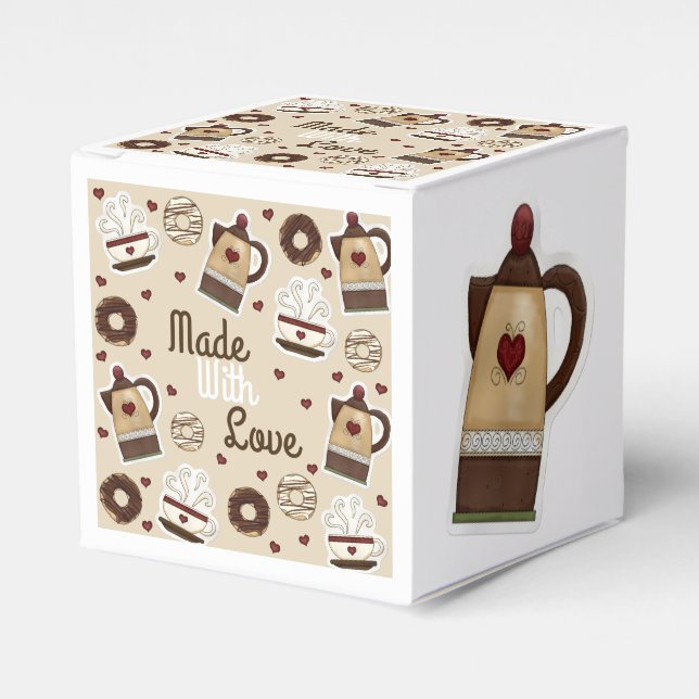 Coffee Pot and Cup Homemade Cake Favour Box (Front Side)