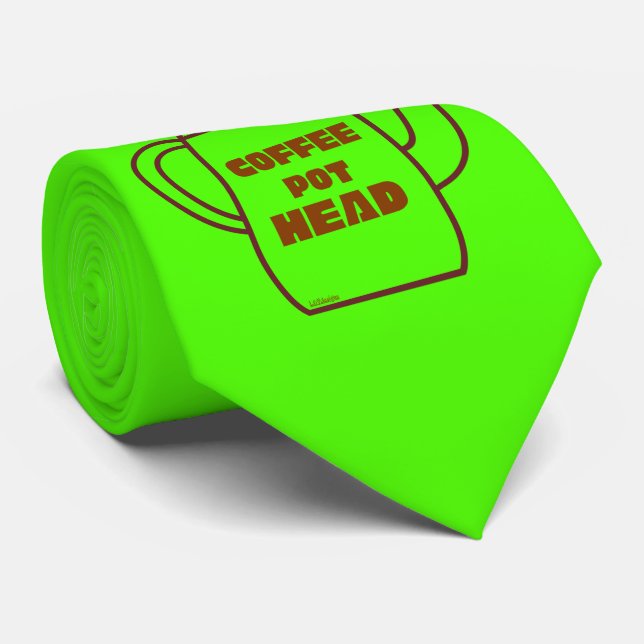 COFFEE POT HEAD funny coffee pun gift idea         Tie (Rolled)