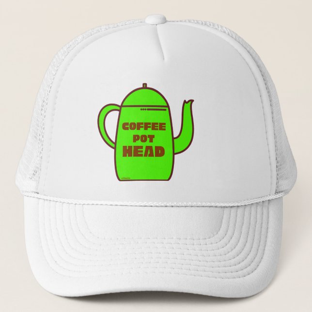 COFFEE POT HEAD funny coffee pun gift idea         Trucker Hat (Front)
