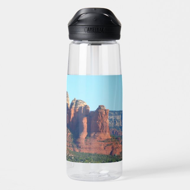 Coffee Pot Rock I in Sedona Arizona Water Bottle (Back)