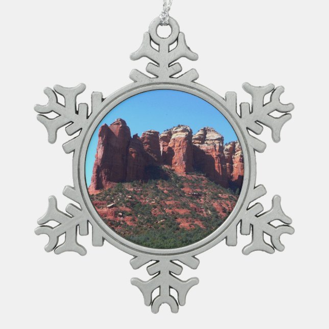 Coffee Pot Rock II in Sedona Arizona Snowflake Pewter Christmas Ornament (Front)