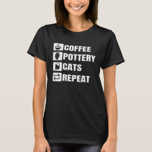 Coffee Pottery Cats Repeat Ceramic Pottery Ceramic T-Shirt