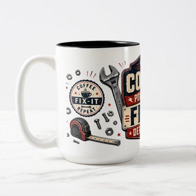 Coffee Powers The Fix-It Department Mug (Left)