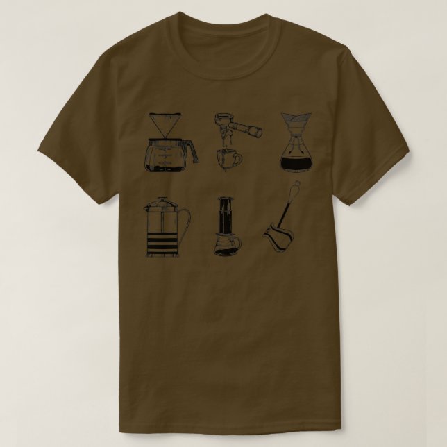 Coffee Preparation Methods Coffmaker Barista T-Shirt (Design Front)