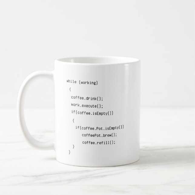 Coffee programmer - computer code coffee mug (Left)