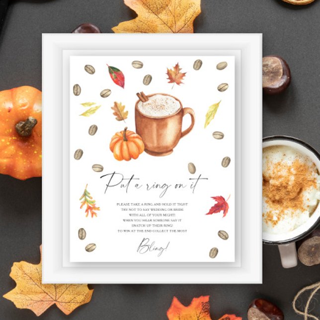 Coffee Pumpkin Bridal shower Put a ring on it game Poster (Creator Uploaded)