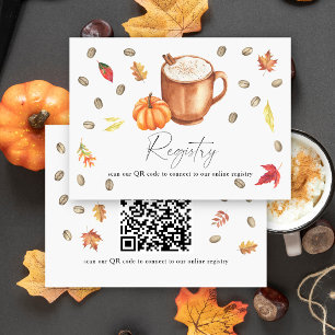 Coffee pumpkin bridal shower QR code for registry  Enclosure Card