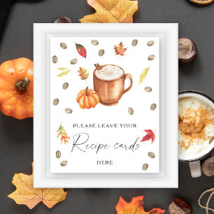 Coffee Pumpkin Bridal shower Recipe card here Poster