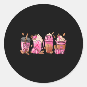 Coffee Pumpkin Latte Spice Breast Cancer Awareness Classic Round Sticker