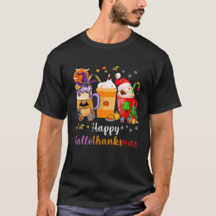 Coffee Pumpkin Spice Latte Happy Hallothanksmas Fu T-Shirt