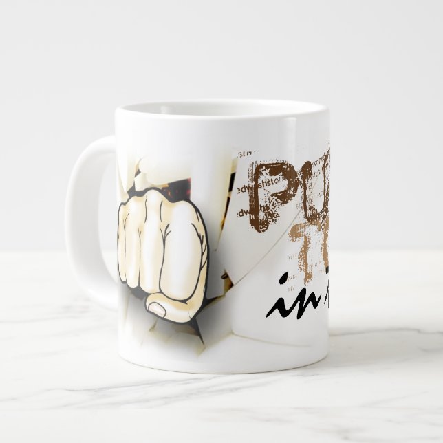 Coffee. Punch Today in the Face. Large Coffee Mug (Front Left)