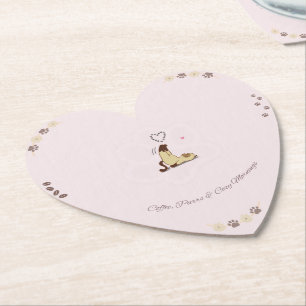 Coffee, Purrs & Cosy Mornings Heart Coaster