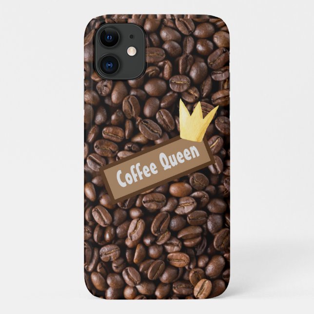 Coffee Queen Typography Gold Crown Case-Mate iPhone Case (Back)