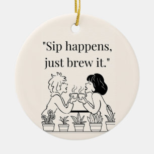 coffee quote  ceramic tree decoration