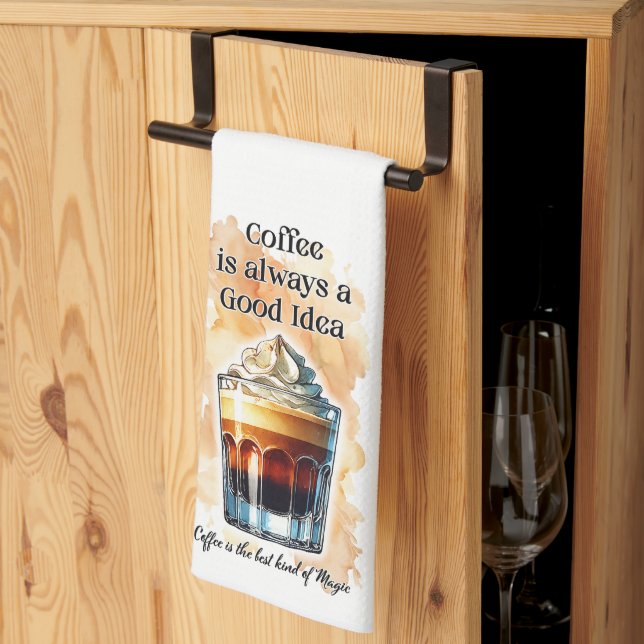 Coffee Quotes Kitchen Decor Tea Towel (Thirds Fold)