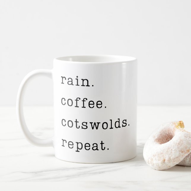 coffee rain cotswolds repeat mug (With Donut)