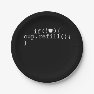 Coffee Refill Smart Coding Software Engineer Paper Plate