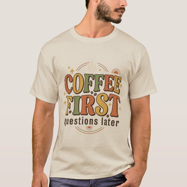 Coffee Retro 70s Typography T-Shirt (Front)