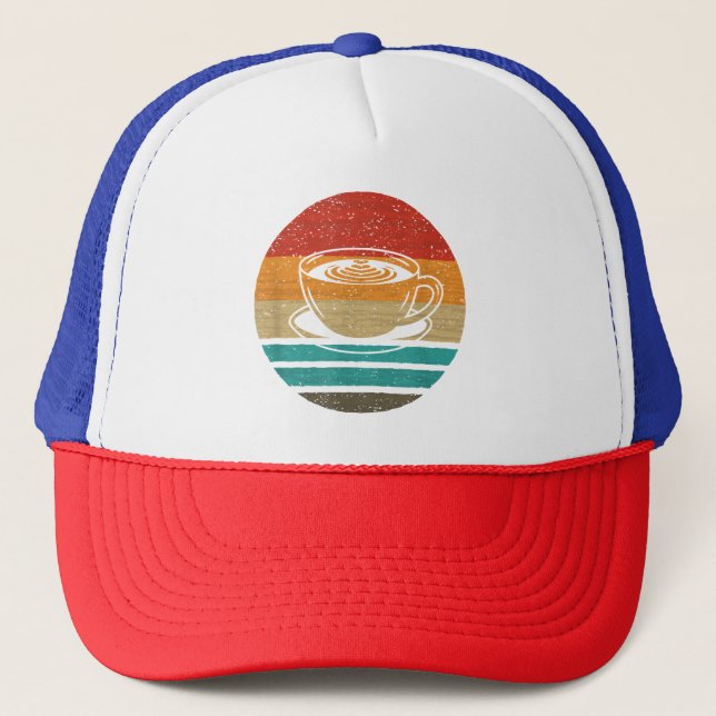 Coffee Retro Style Vintage Trucker Hat (Front)