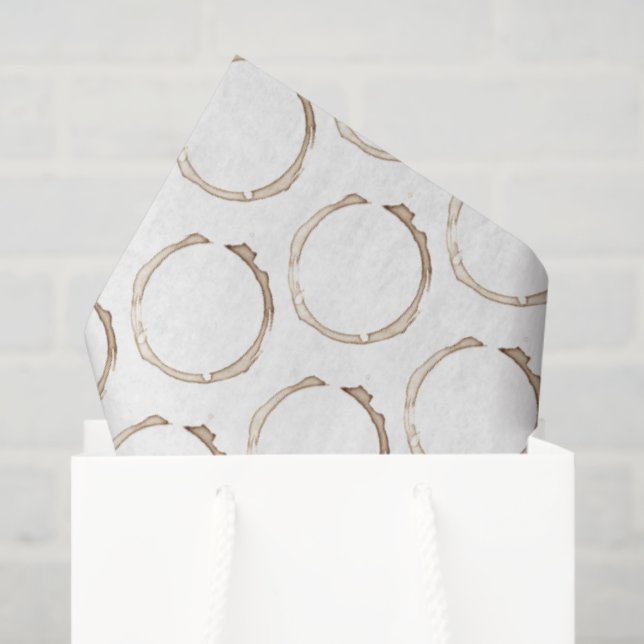 COFFEE Rings Brown White Artisan Fun Tissue Paper (Gift Bag)