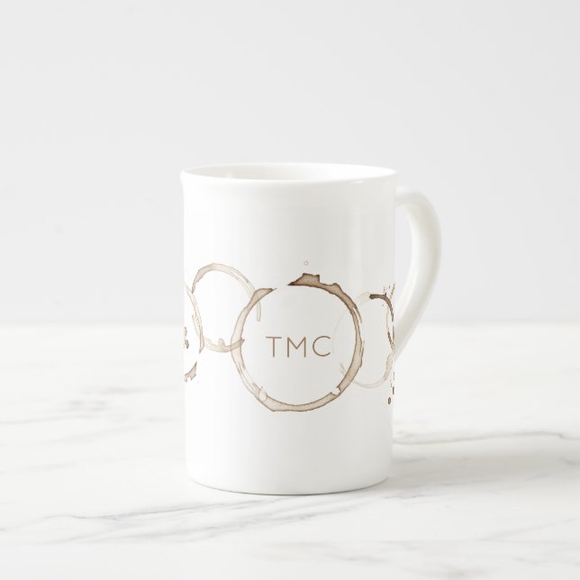 COFFEE Rings INITIALS Artisan Morning Fun Bone China Mug (Front Right)