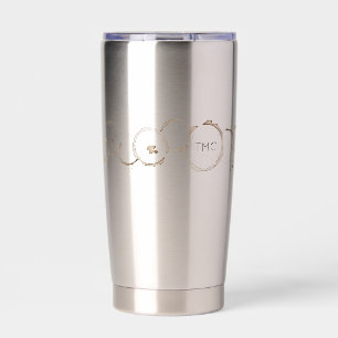 COFFEE Rings INITIALS Brown Travel Fun Insulated Tumbler