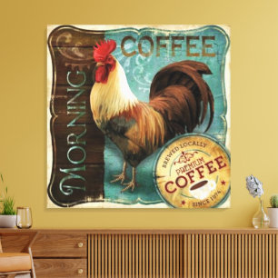 Coffee Rooster Canvas Print