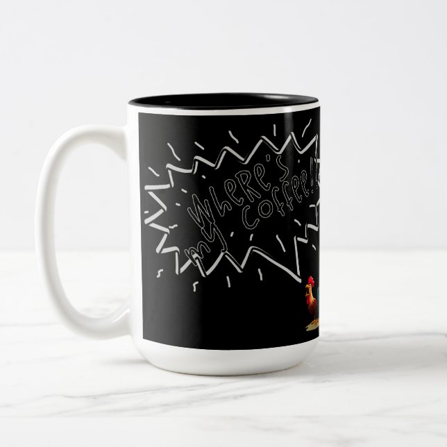 Coffee Rooster Two-Tone Coffee Mug (Left)
