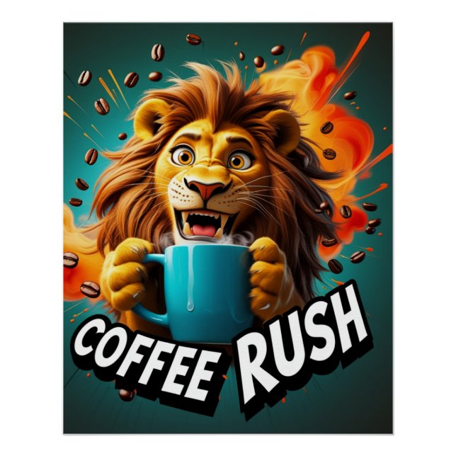 Coffee Rush Lion Poster (Front)