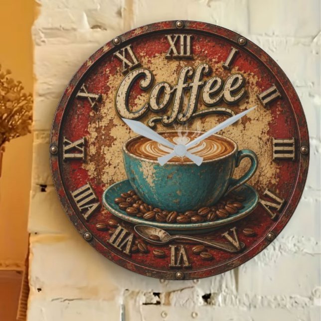 Coffee Rustic Farmhouse Bar Vintage Kitchen  Large Clock (Creator Uploaded)