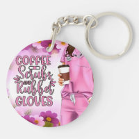 Coffee Scrubs and Rubber Gloves Acrylic Keychain
