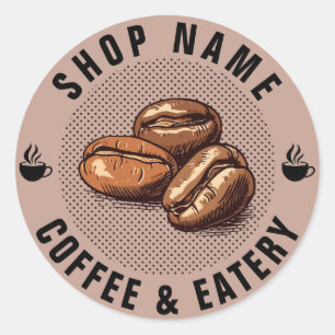 Coffee Shop and Eatery Business Classic Round Sticker
