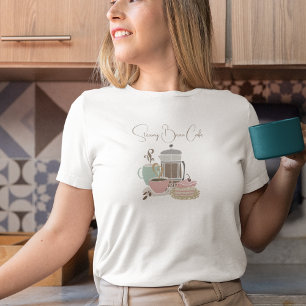 Coffee Shop Bakery Cafe Quirky Retro Watercolor T-Shirt
