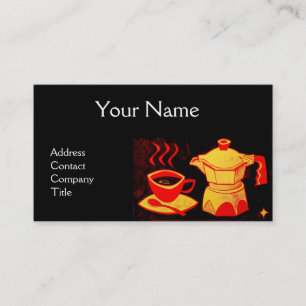 COFFEE SHOP /BAR /Red Yellow Coffee cup ,coffeepot Business Card
