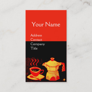 COFFEE SHOP /BAR /Red Yellow Coffee cup ,coffeepot Business Card