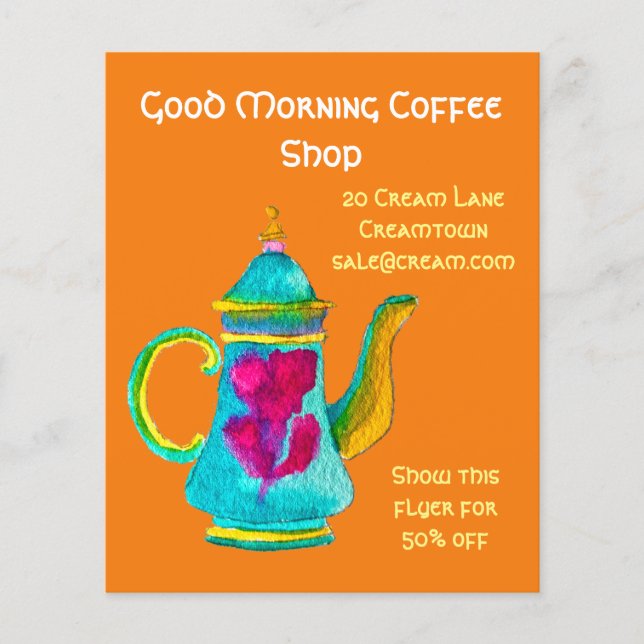 Coffee Shop cafe advertisement teapot Flyer (Front)